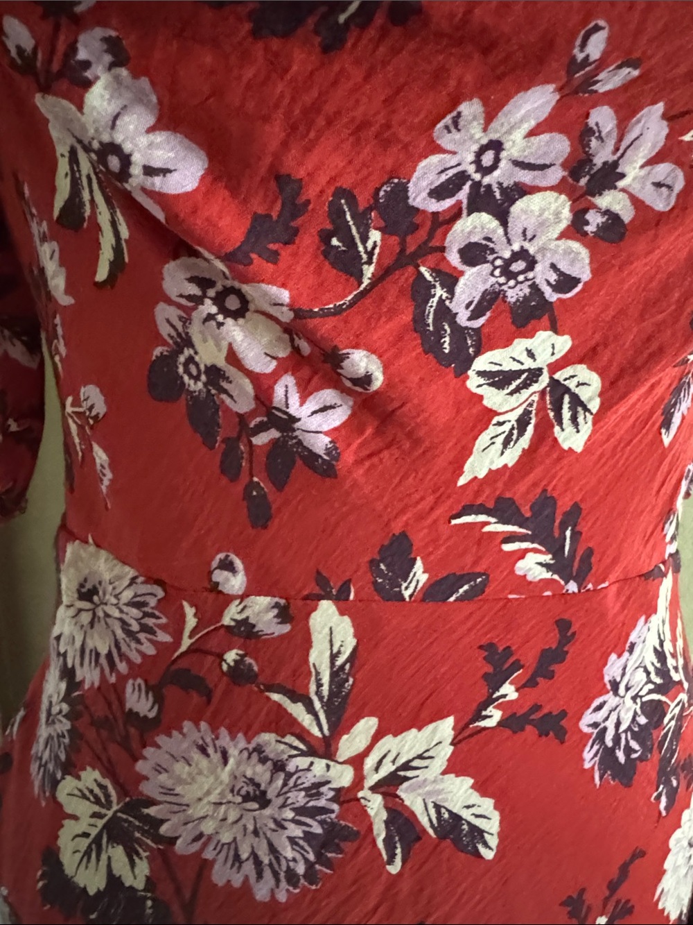 NWT Anthropologie Red Floral Puff-Sleeve Dress SZ SM pit2pit17”waist 16” L 56” - Picture 10 of 15